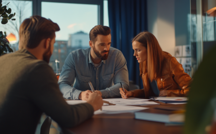 Couple signing mortgage documents