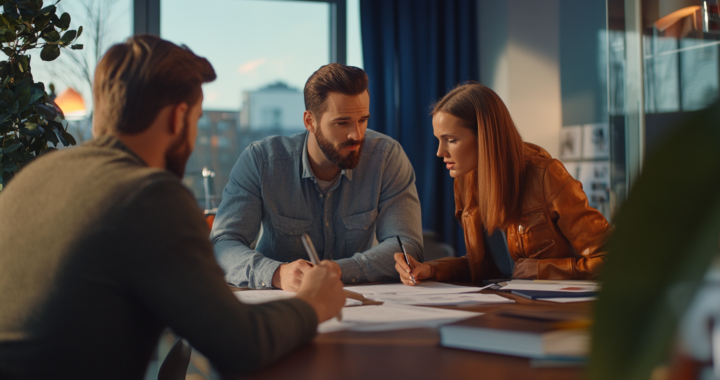 Couple signing mortgage documents